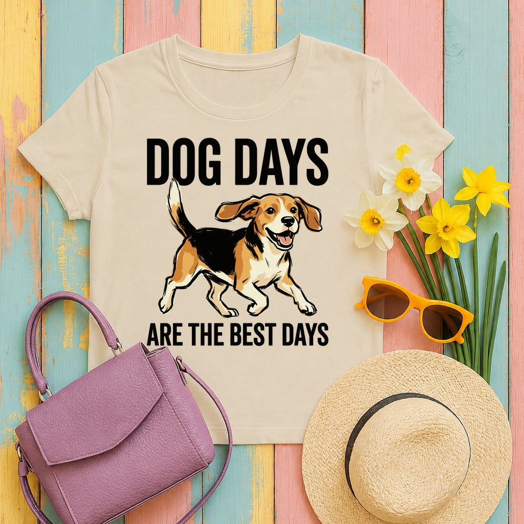 Joyful Beagle 'Dog Days' T-Shirt in Sand