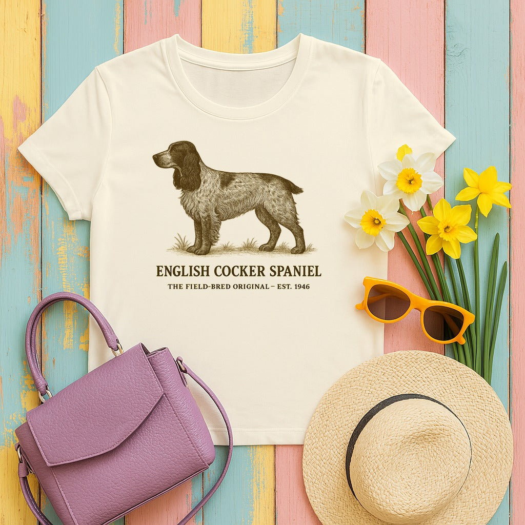 English Cocker Spaniel Field Guide Tee in Natural