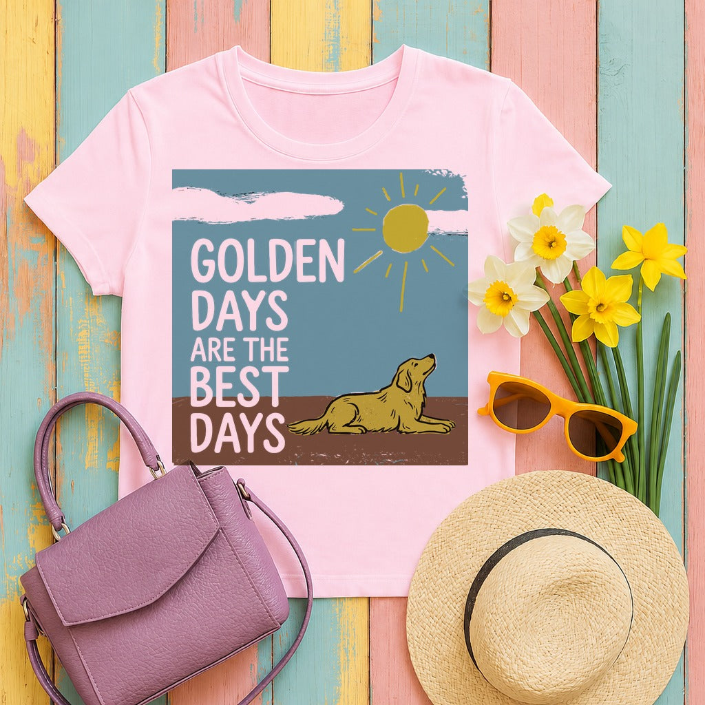 Golden Days Retriever T-Shirt in Light Pink