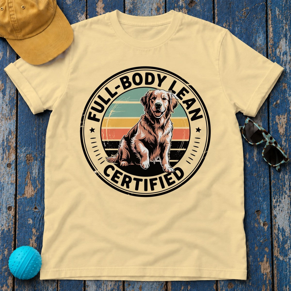 Full Body Lean Certified Golden Retriever T-Shirt in Yellow Haze