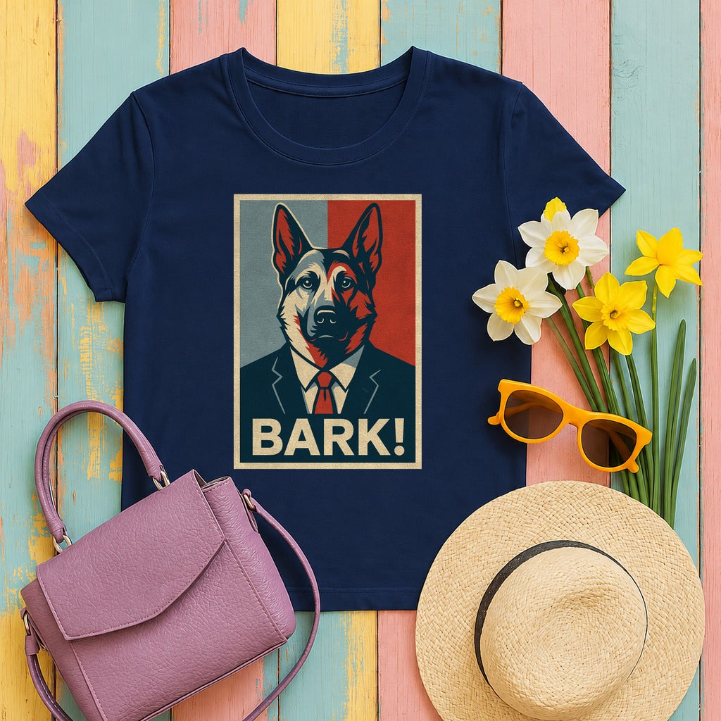 Bark Hopeful German Shepherd Patriotic Style Design Great T-Shirt in Navy