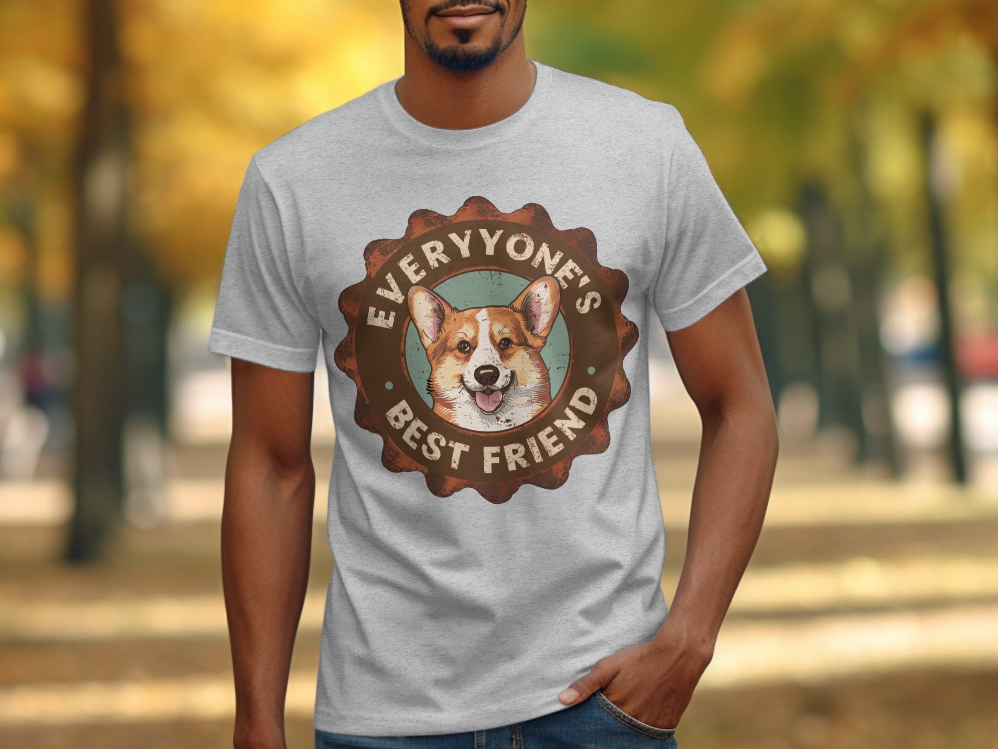 Everyone's Best Friend Cute Corgi Print T-Shirt