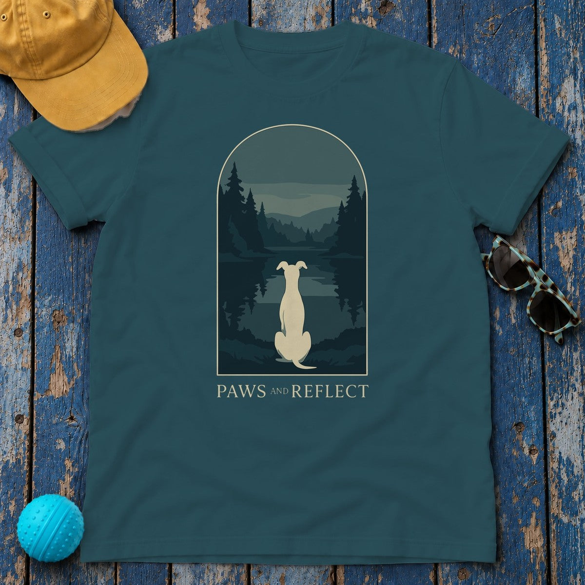 Greyhound Paws and Reflect Tee in Heather Deep Teal
