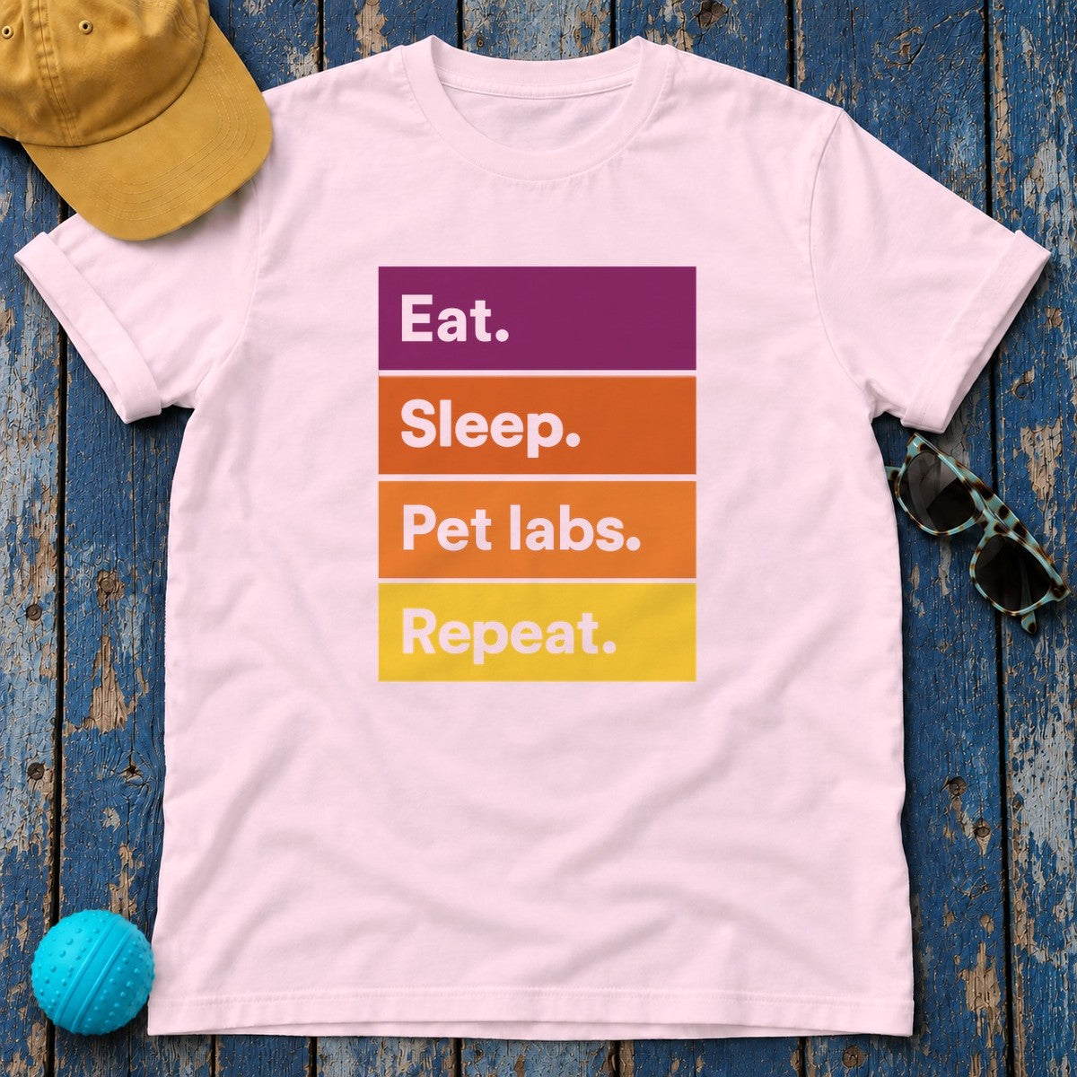 Eat Sleep Pet labs Repeat T-Shirt in Light Pink