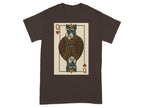 T-shirt with a Queen of Hearts playing card design featuring a schnauzer dog.