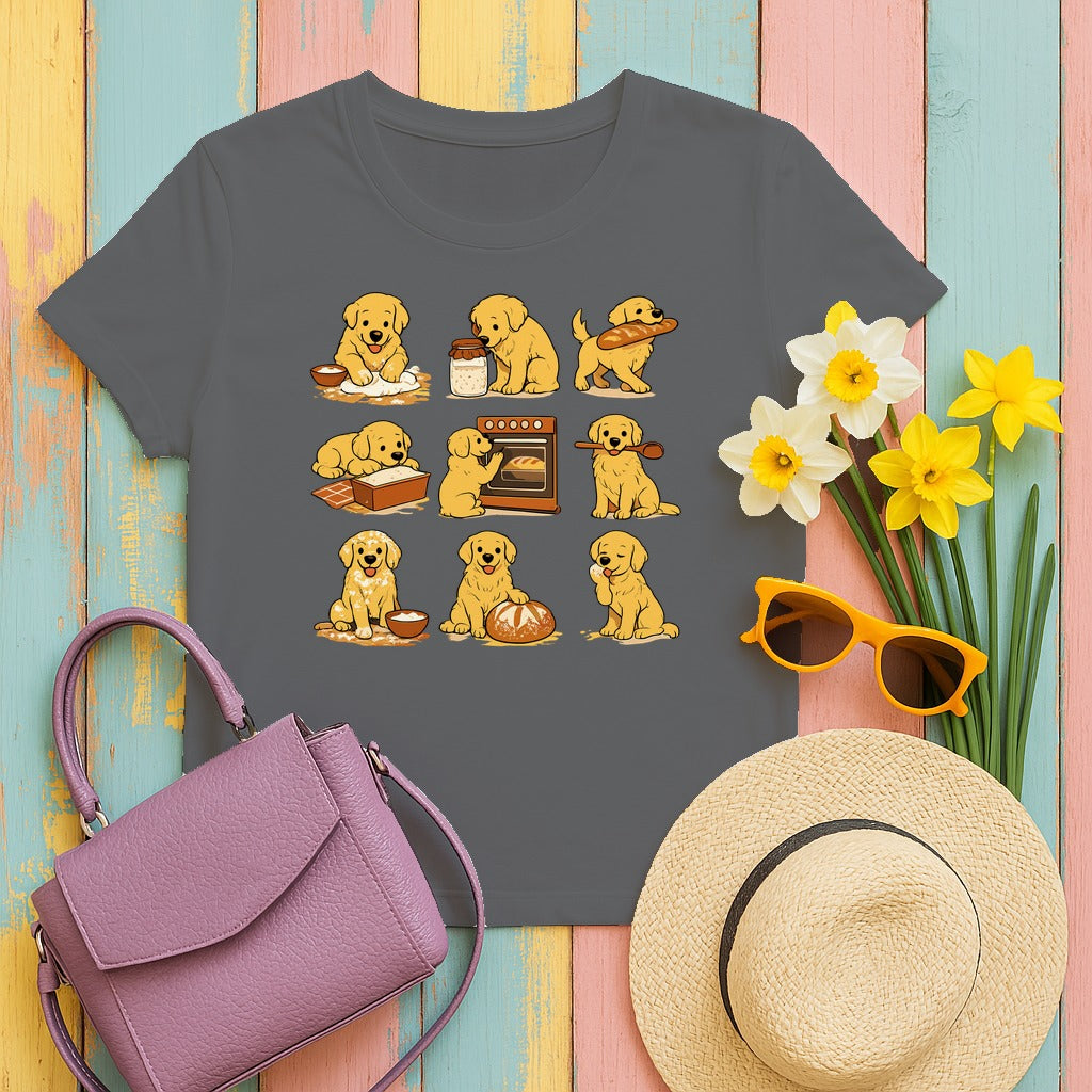 Golden Retriever Bake Off Squad T-Shirt in Graphite Heather