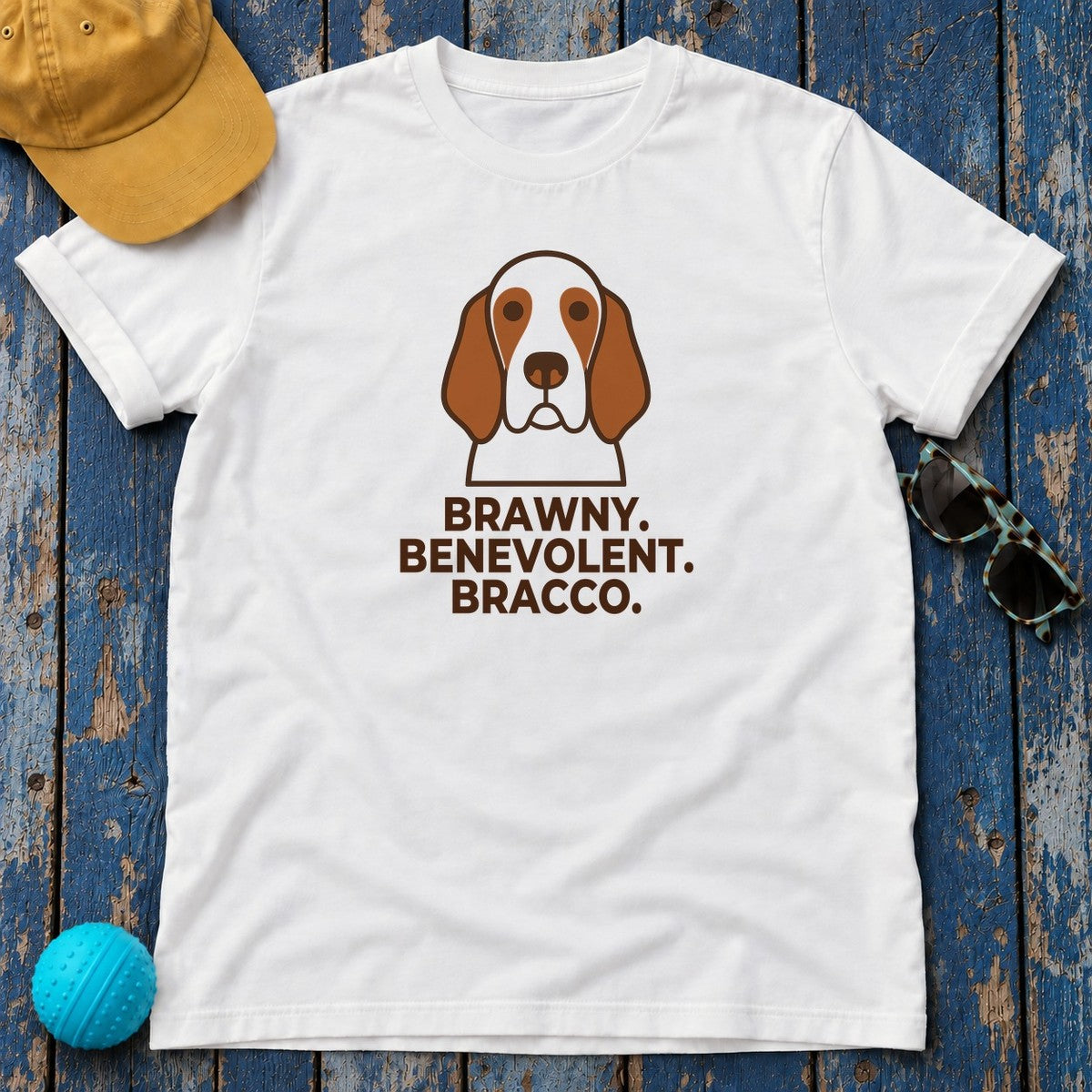 Brawny. Benevolent. Bracco. Bracco Italiano T-Shirt in White