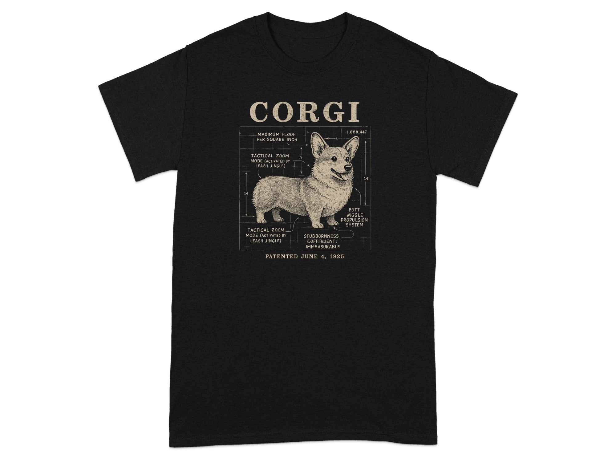 Corgi Dog Diagram Graphic T-Shirt for Pet Lovers Apparel