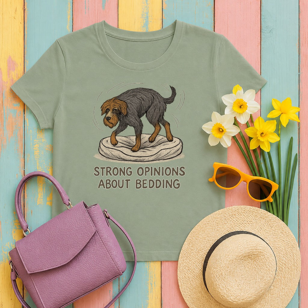 Wirehaired Pointing Griffon Strong Opinions About Bedding T-shirt in Sage