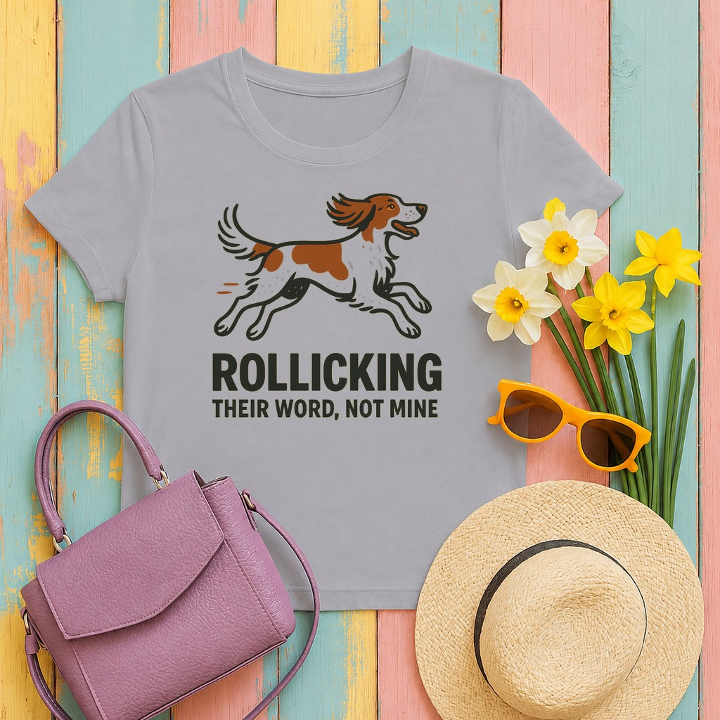 Irish Red and White Setter Rollicking Their Word Not Mine Tee in Athletic Heather