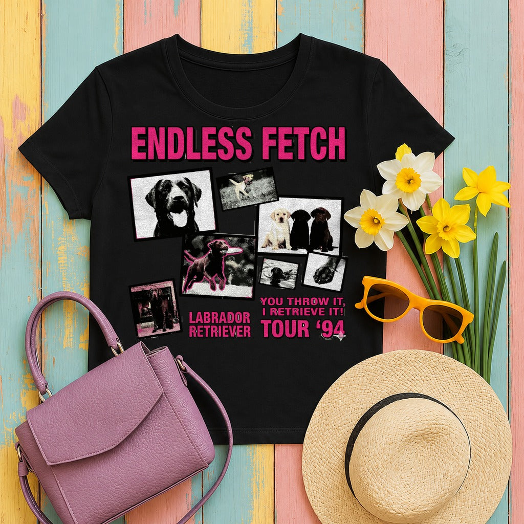 Endless Fetch Labrador Retriever Tour '94 Graphic T-Shirt in Black
