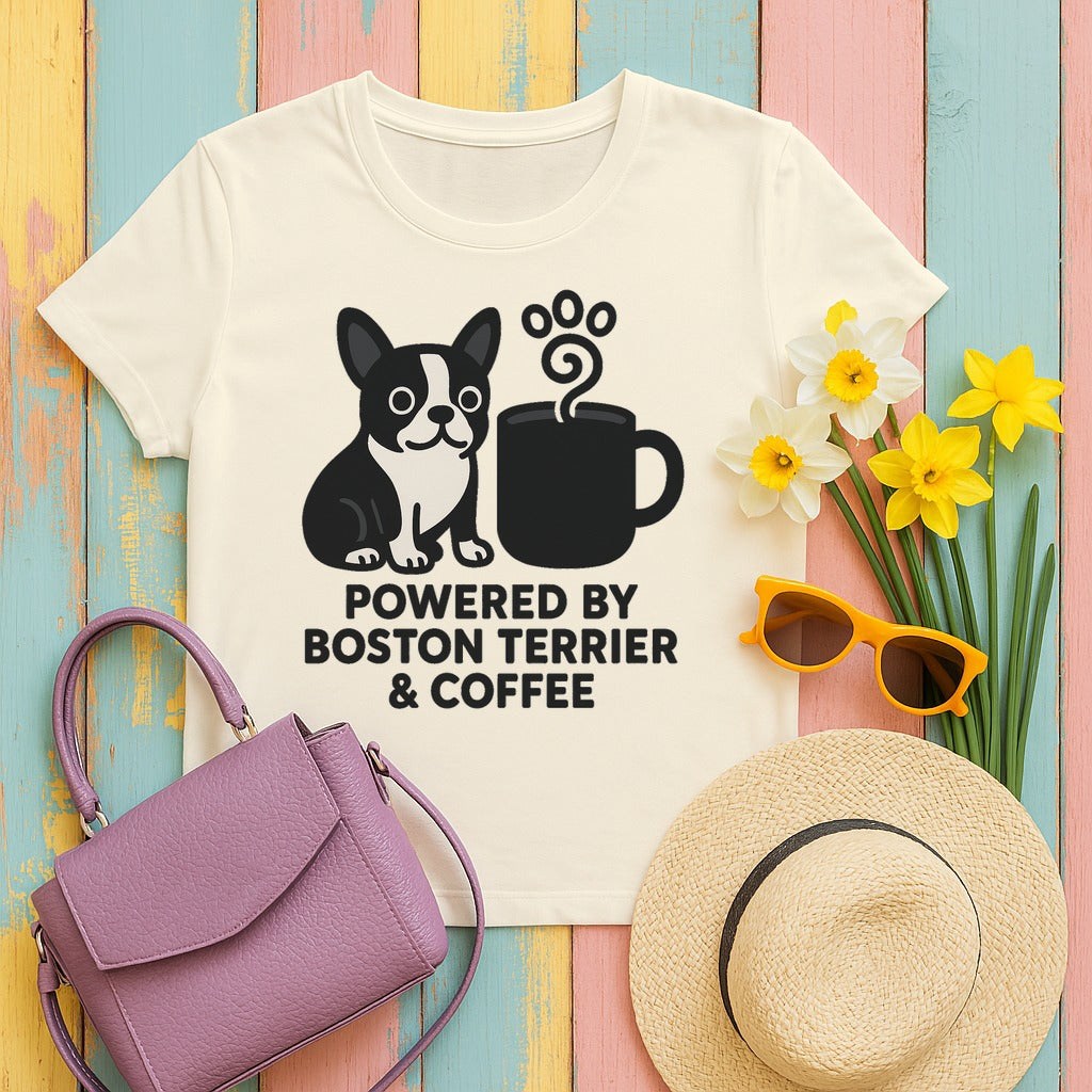 Boston Terrier & Coffee Mojo T-Shirt in Natural