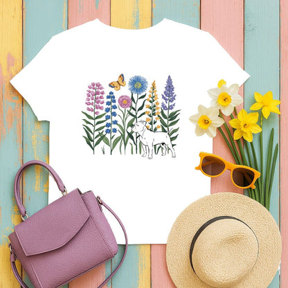 Colorful Flower and Puppy Design Women's T-shirt product