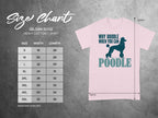 Gildan 5000 t-shirt size chart with poodle graphic.
