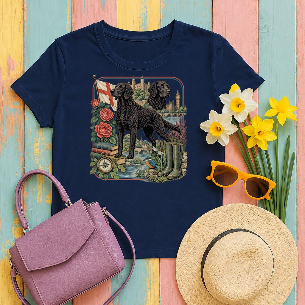 Curly-Coated Retriever England Heritage tee, Navy