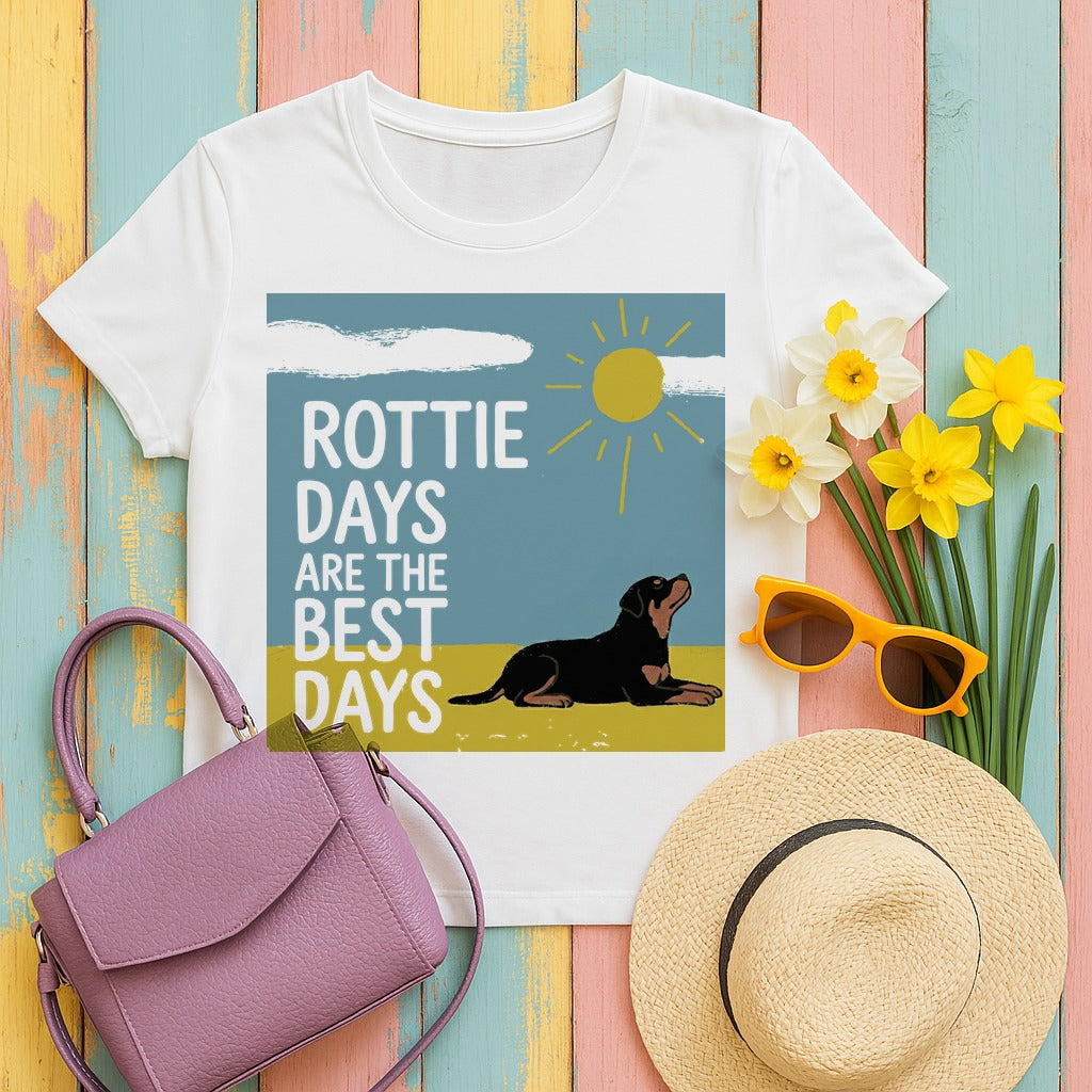 Rottie Days Are The Best Days T-Shirt in White