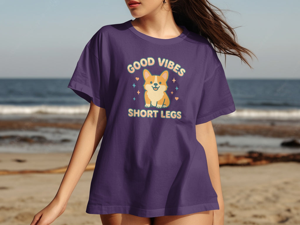Good Vibes Short Legs Cute Dog Graphic Tee