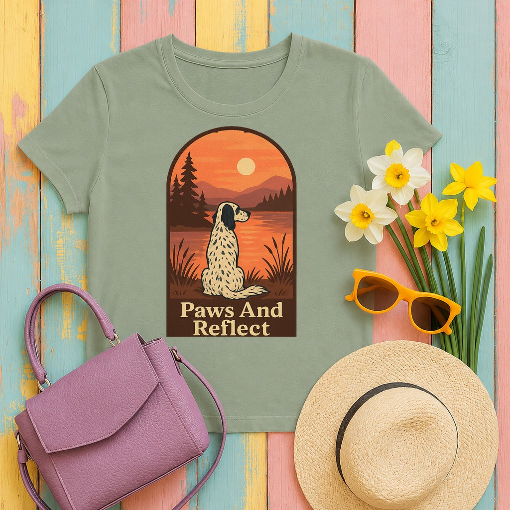 English Setter Paws and Reflect Tee in Sage