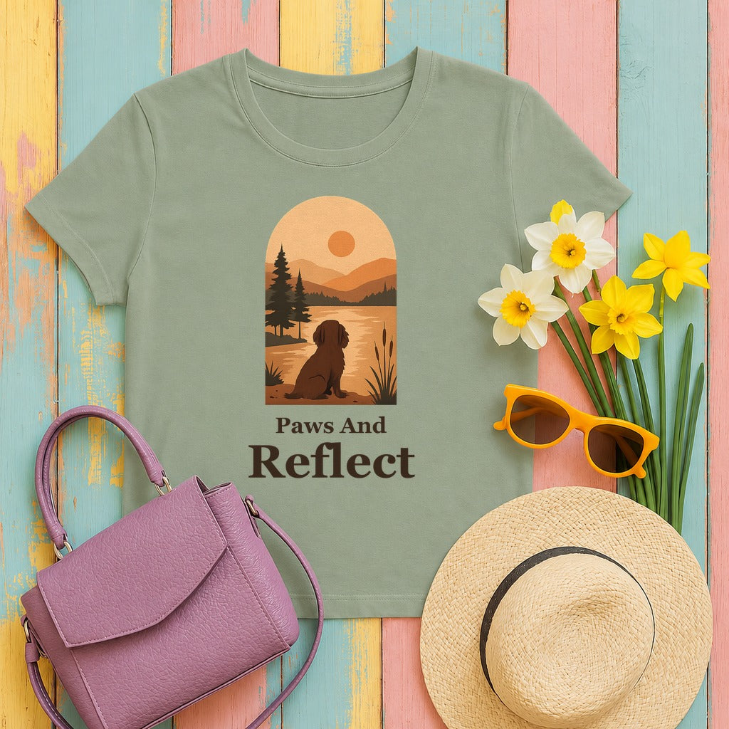 Boykin Spaniel Paws and Reflect T-shirt in Sage