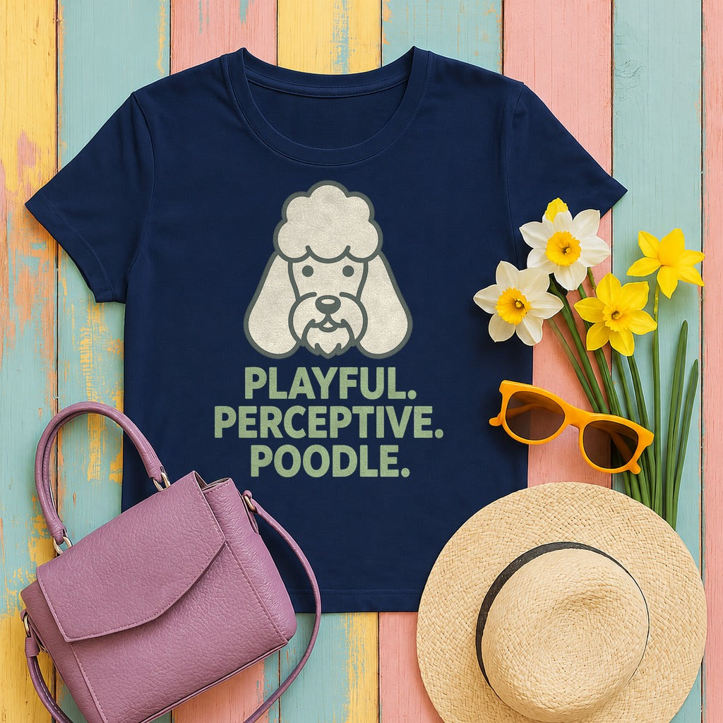 Playful Poodle Graphic T-shirt in Navy