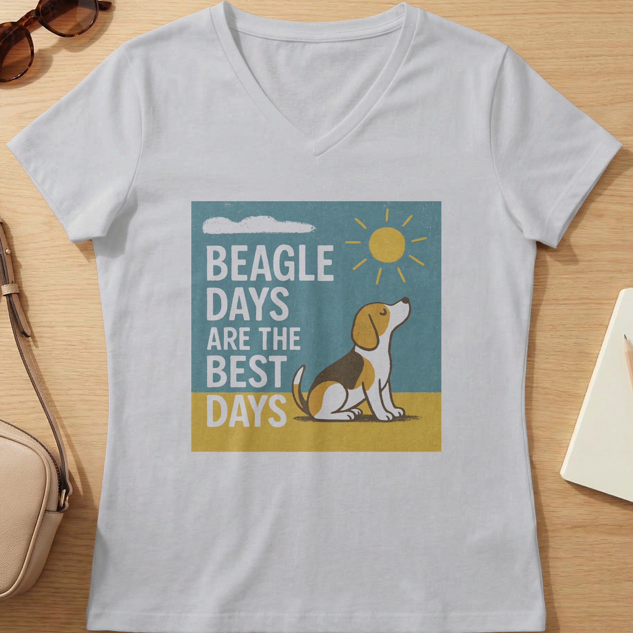 Beagle days are the best days graphic with a beagle and the sun.