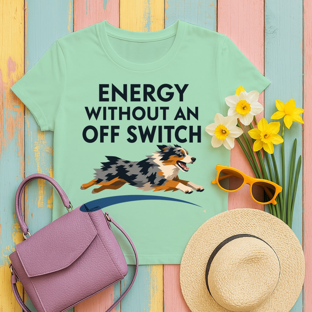 Energy Without An Off Switch Aussie T-Shirt in Mint Green