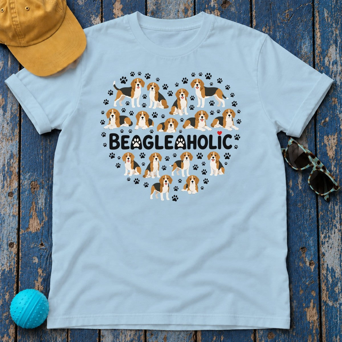 Beagleaholic Affinity Heart T-Shirt in Light Blue