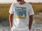 White t-shirt with blue text: "Poodle days are the best days".