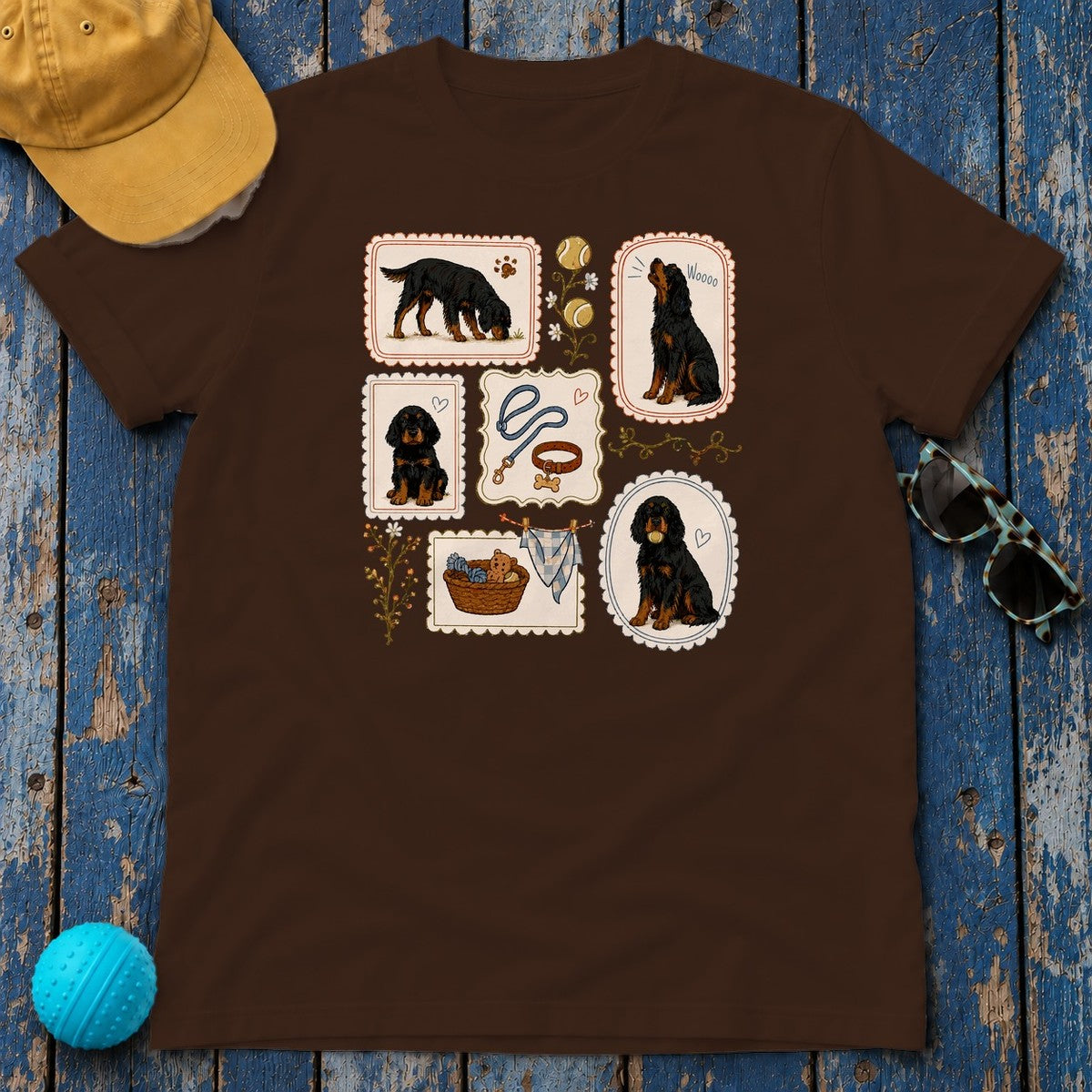 Gordon Setter Art T-Shirt in Dark Chocolate