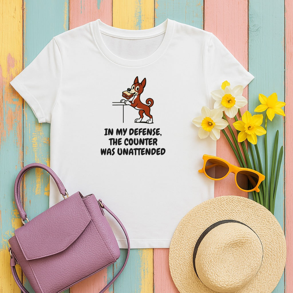 Basenji Counter Was Unattended Tee in White