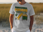 T-shirt with "PROFESSIONAL FORAGER NO COUNTER LEFT BEHIND" text and a dog.