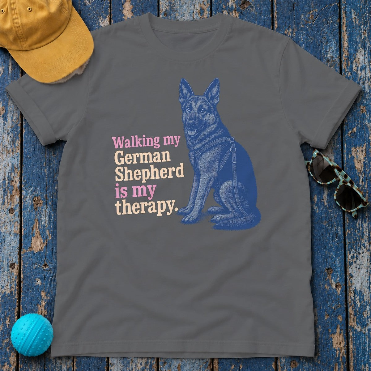 German Shepherd Zen Walker T-shirt in Graphite Heather