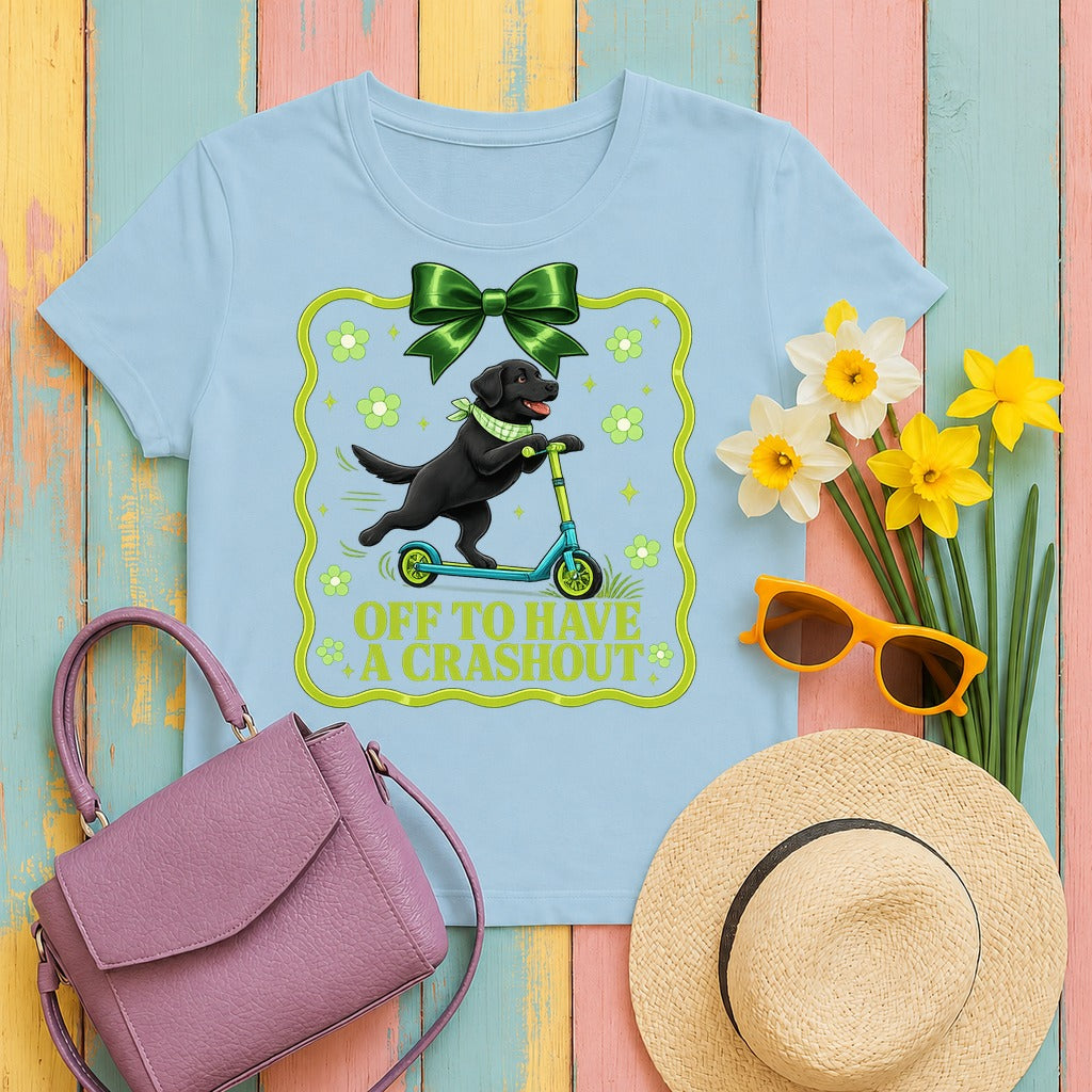 Whimsical Labrador Crashout T-Shirt in Light Blue