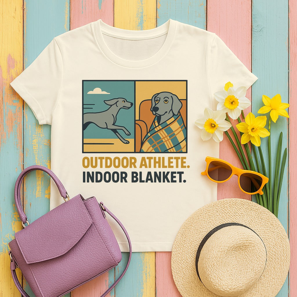 Weimaraner Outdoor Athlete Indoor Blanket Tee in Natural