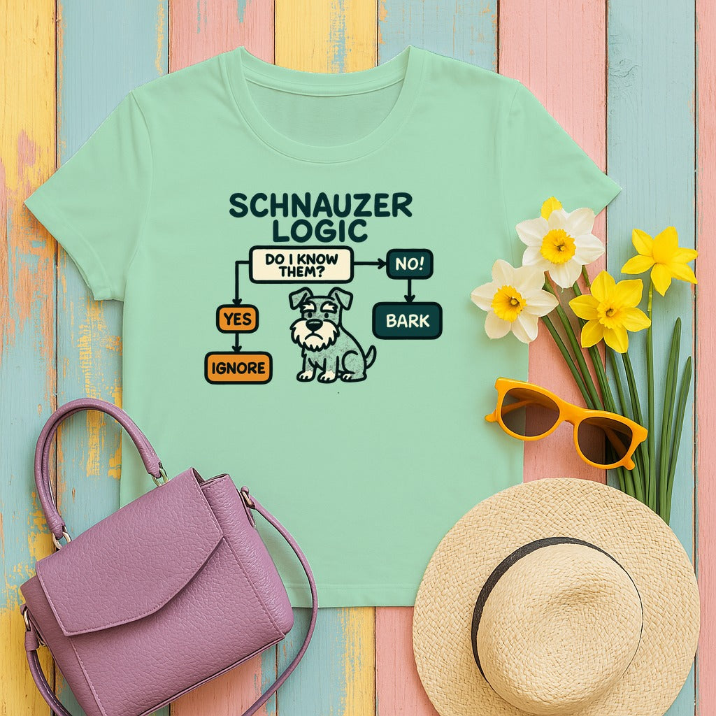 Schnauzer Logic Flowchart T-Shirt in Mint Green