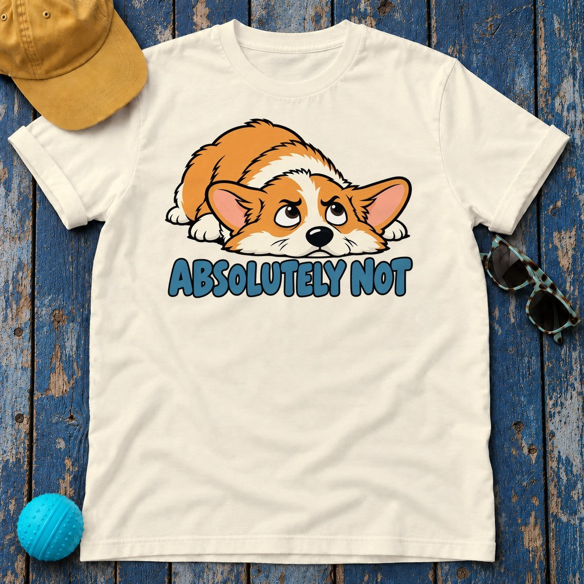 Absolutely Not Corgi T-Shirt in Natural - flat lay