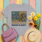 weimaraner two-speeds tee flat lay hero