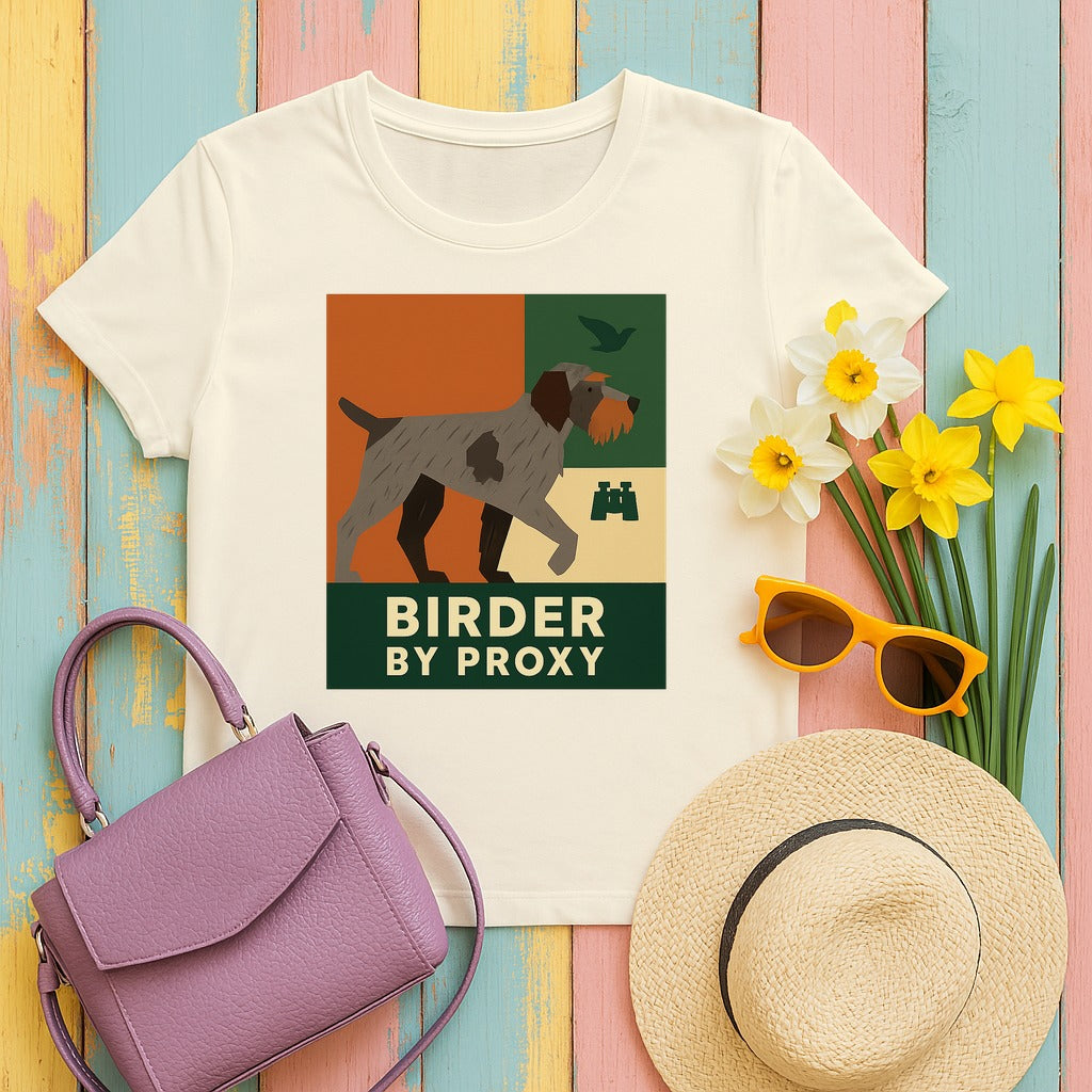 Wirehaired Pointing Griffon Birder by Proxy T-shirt in Natural