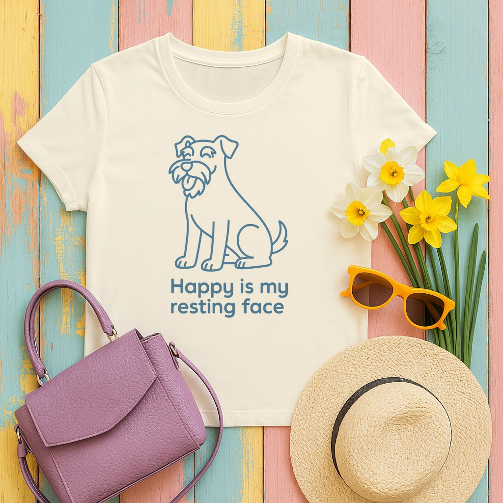 Happy Is My Resting Face - Funny Schnauzer T-shirt in Natural