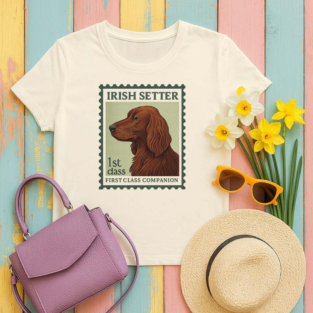 Irish Setter First Class Stamp T-shirt in Natural