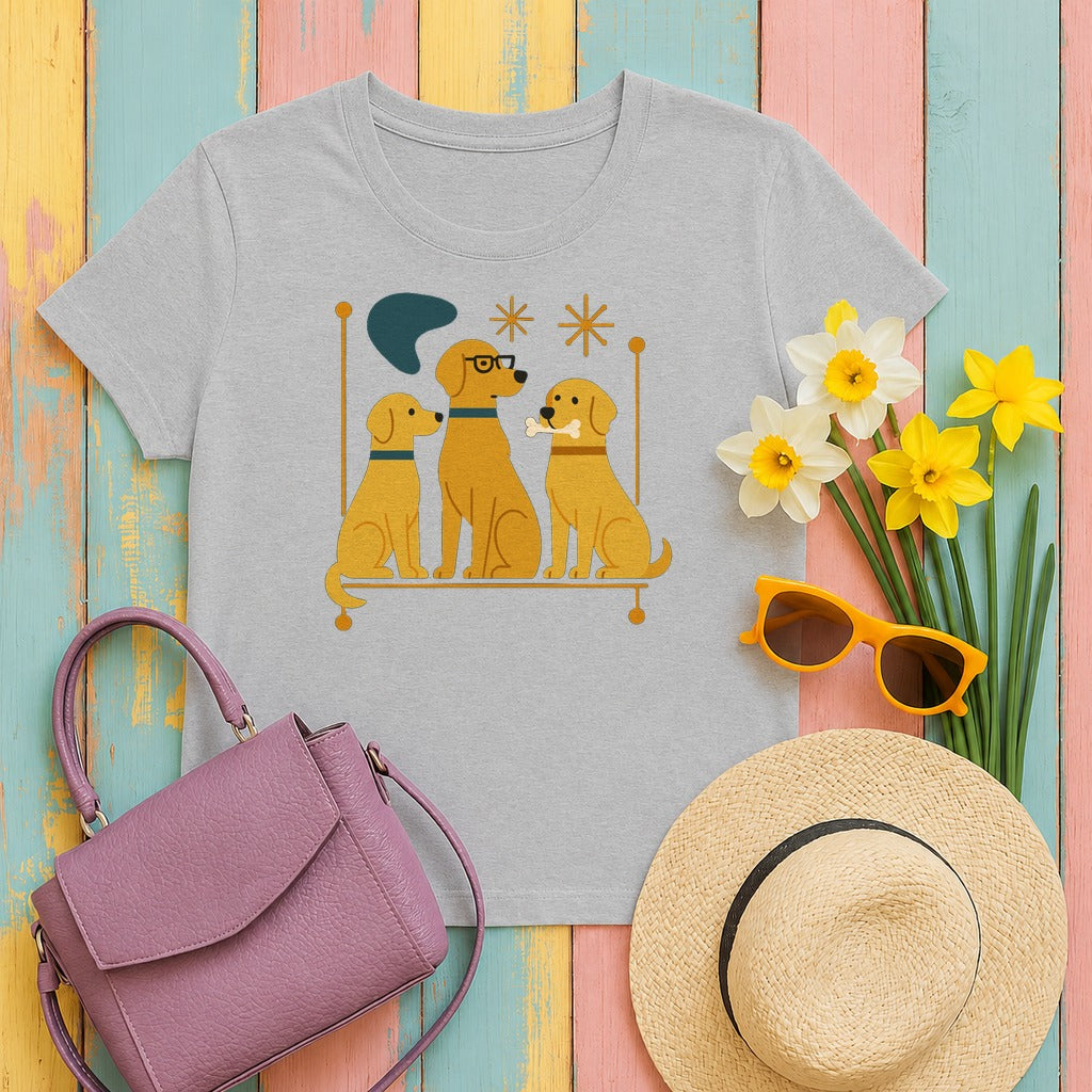 Mid-Century Yellow Lab T-Shirt in Sport Grey