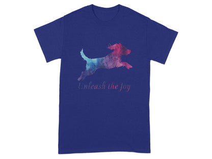 Unleash the joy dog silhouette graphic t-shirt product
