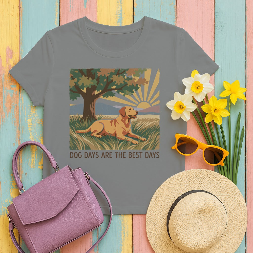 Dog Days Golden Retriever T-Shirt in Grey