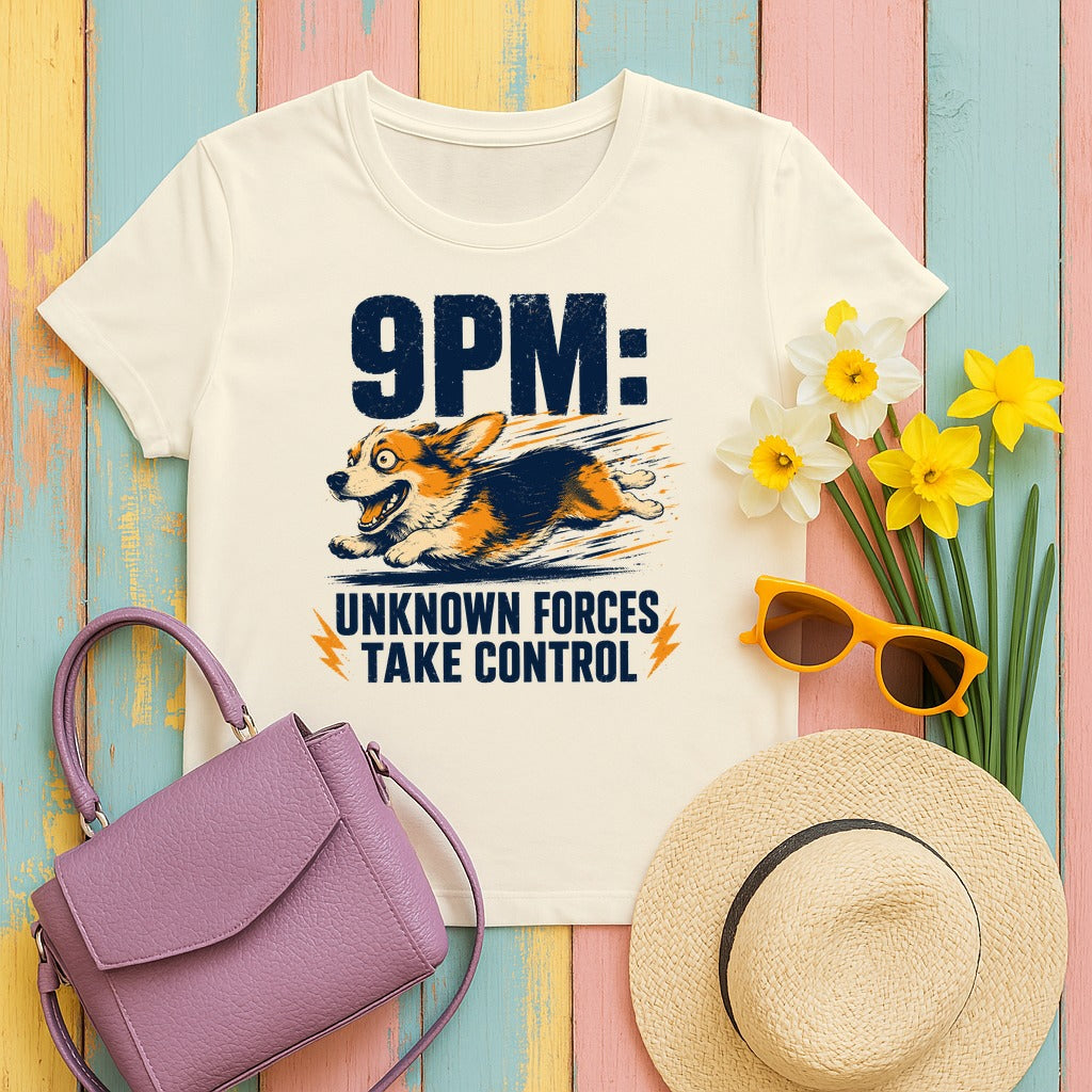 9PM Corgi Zoomies T-Shirt in Natural