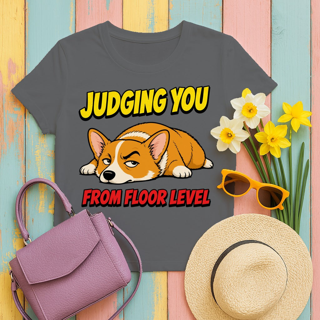 Judging Corgi Attitude T-Shirt in Graphite Heather