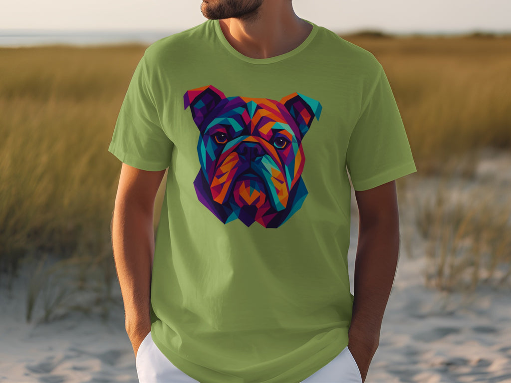 Colorful Geometric Bulldog Design T-Shirt