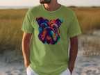 Colorful Geometric Bulldog Design T-Shirt