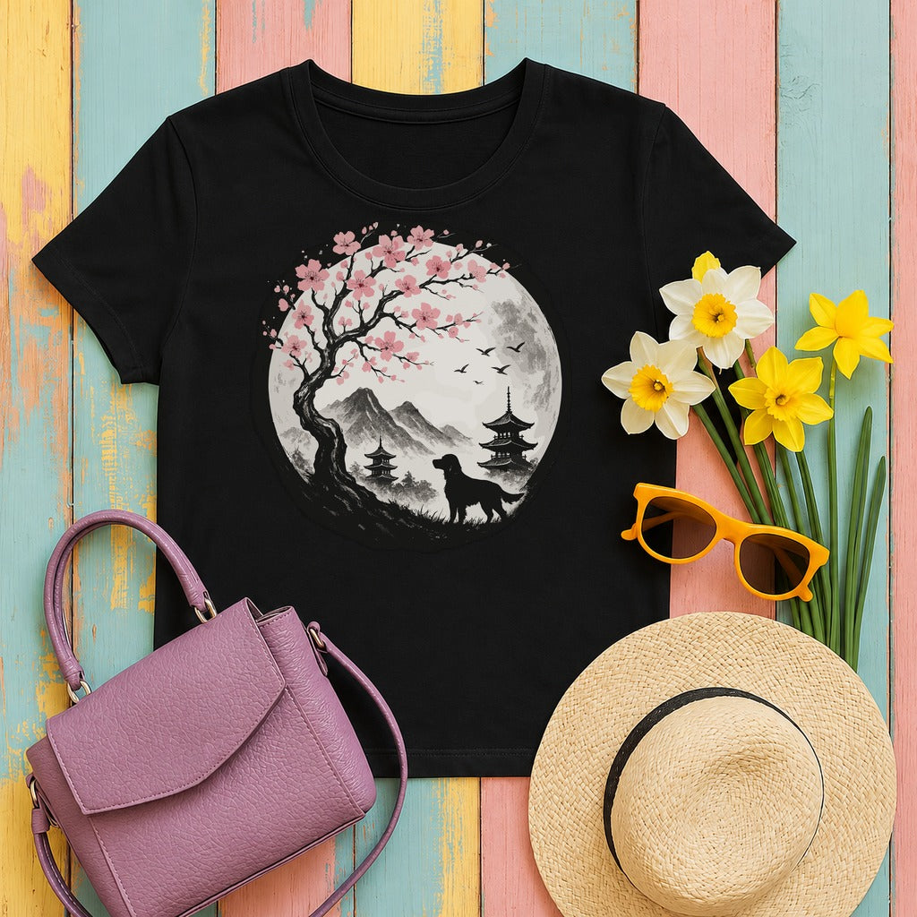 w4hero gordon-setter-under-sakura-trees-landscape-t-shi tee flat lay hero v8