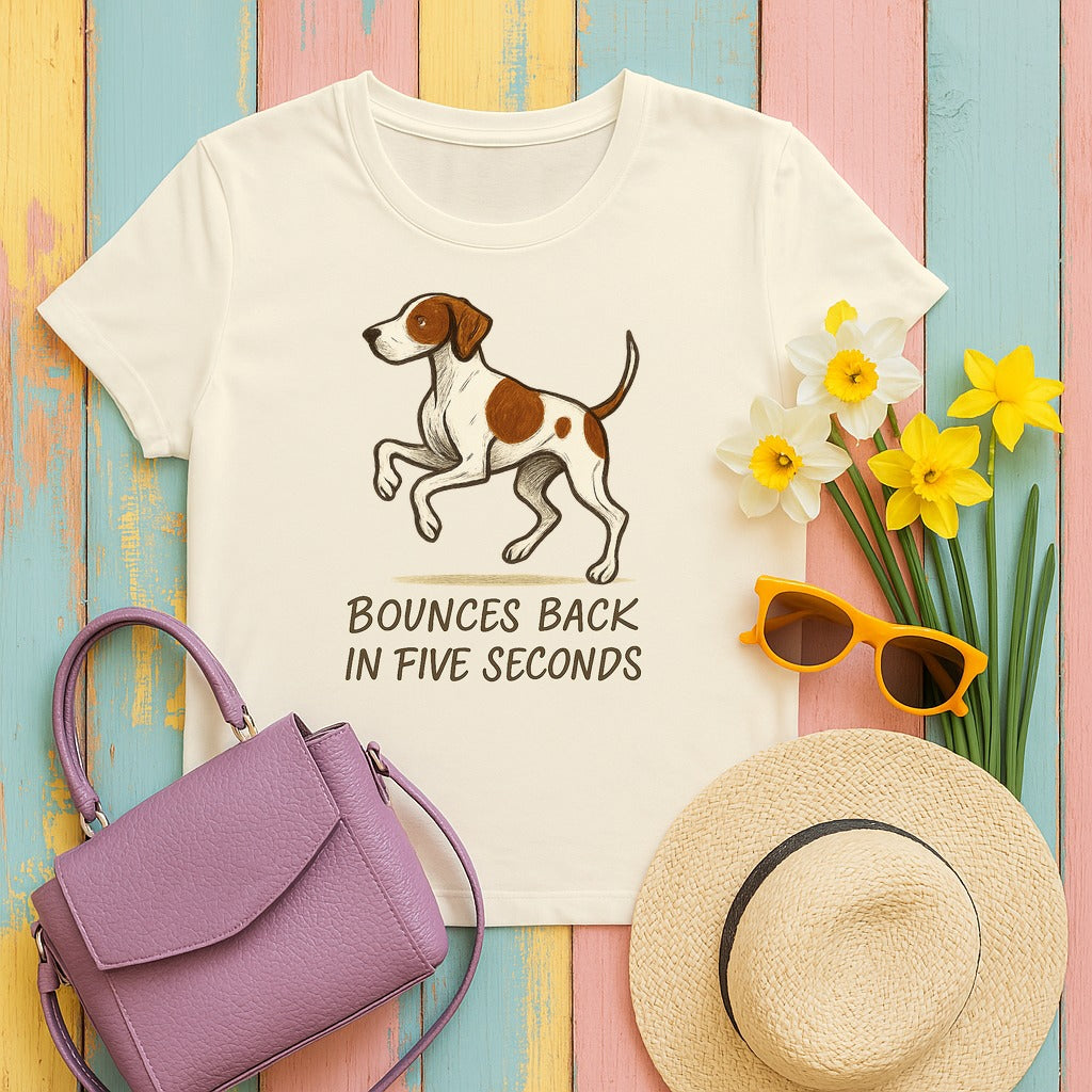 Pointer Bounces Back in Five Seconds T-shirt in Natural