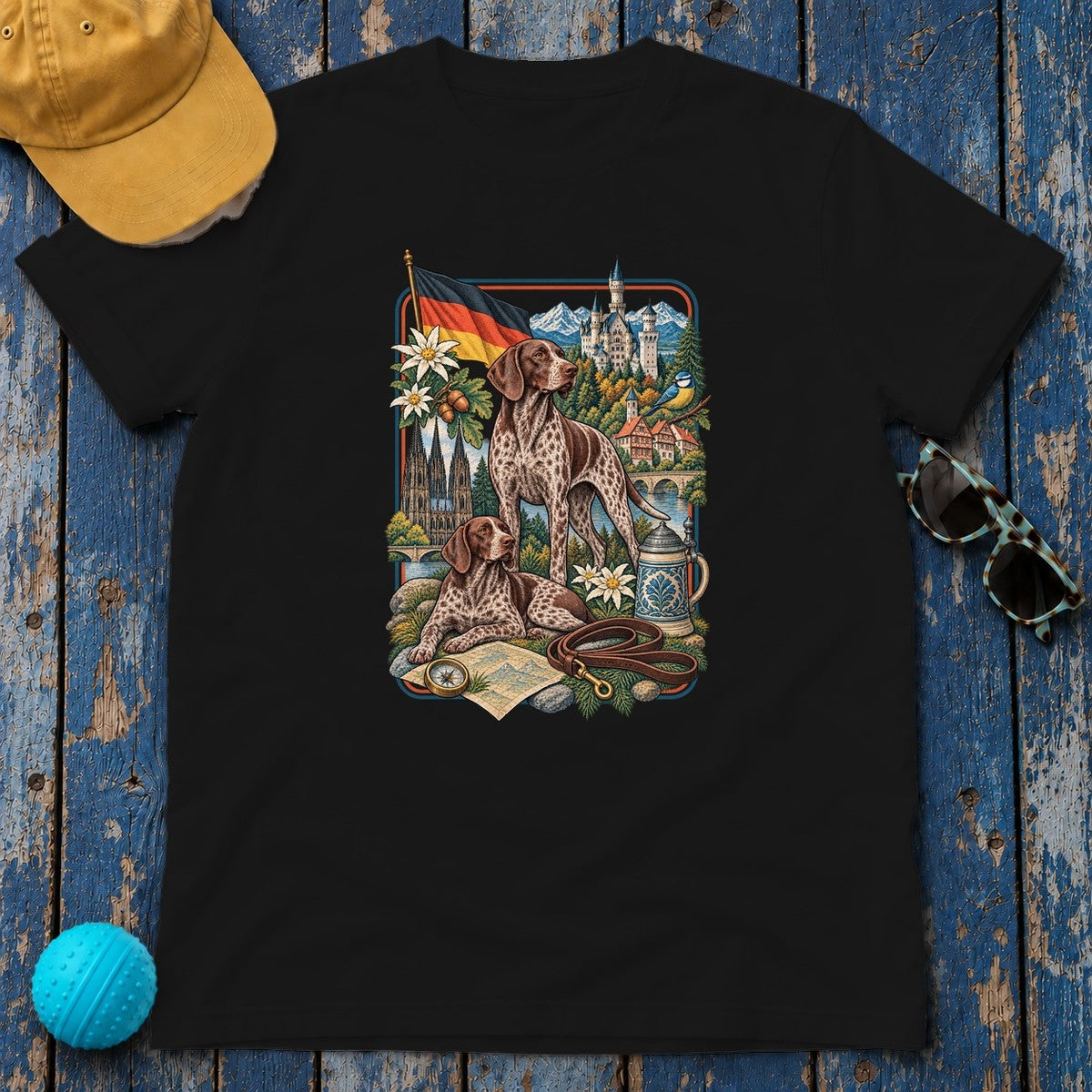 German Shorthaired Pointer Germany Heritage T-Shirt in Black
